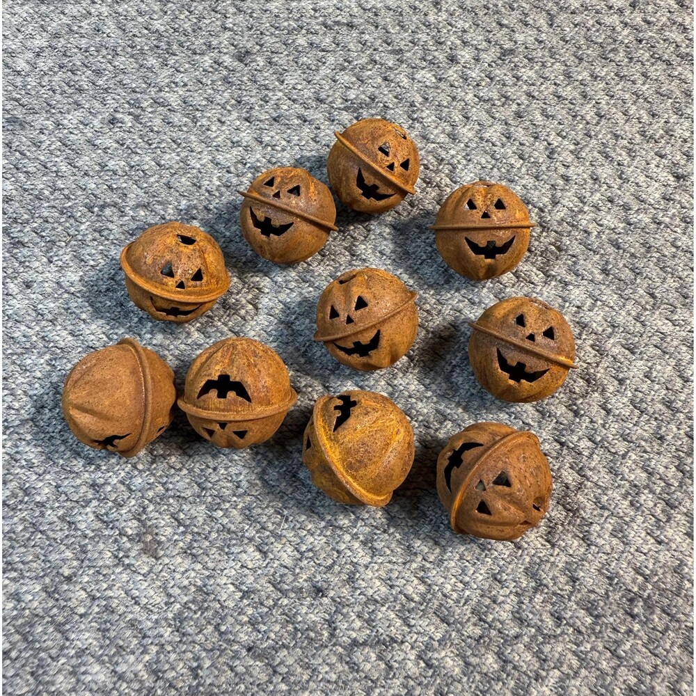 Rustic Halloween Jack-O-Lantern Jingle Bells 10pc